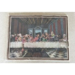 Vintage Holographic Lenticular The Lords Last Supper Original Packaging  16x12